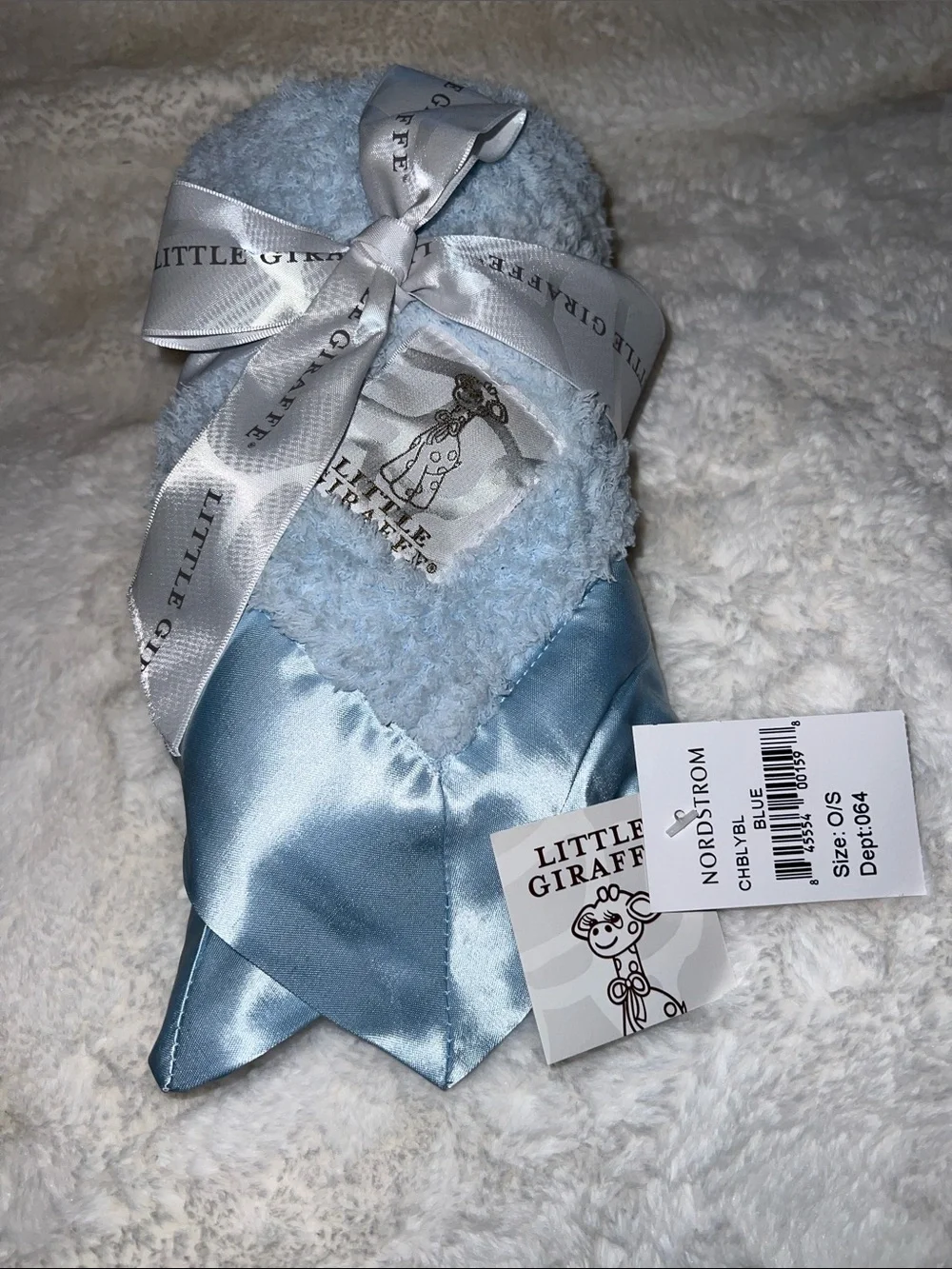 Little Giraffe Light Blue Chenille Baby Mini Blanket